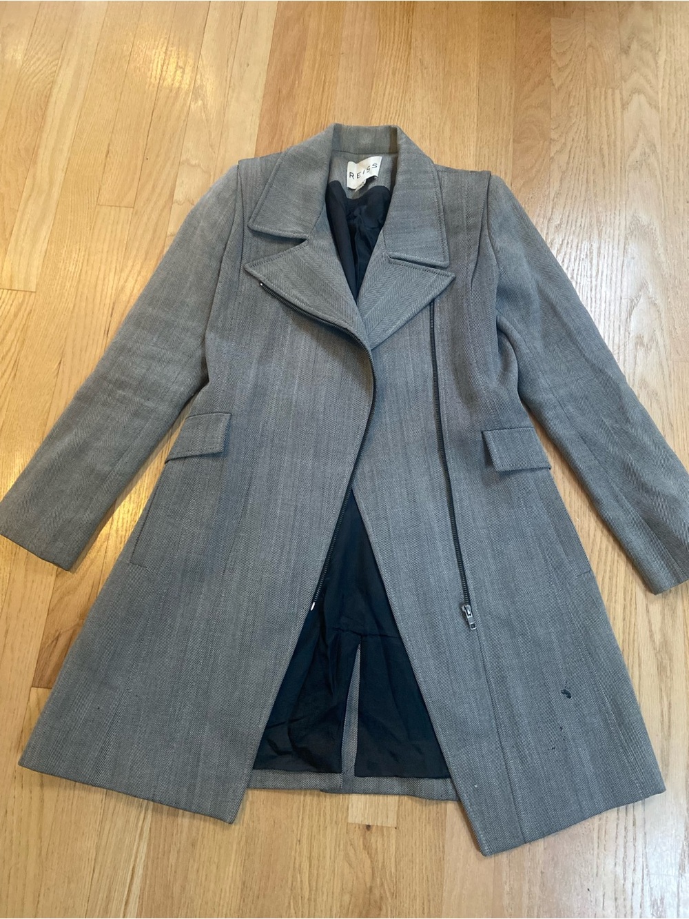 REISS Womens Coat 8 Scarlett Wool Blend Structured Defect